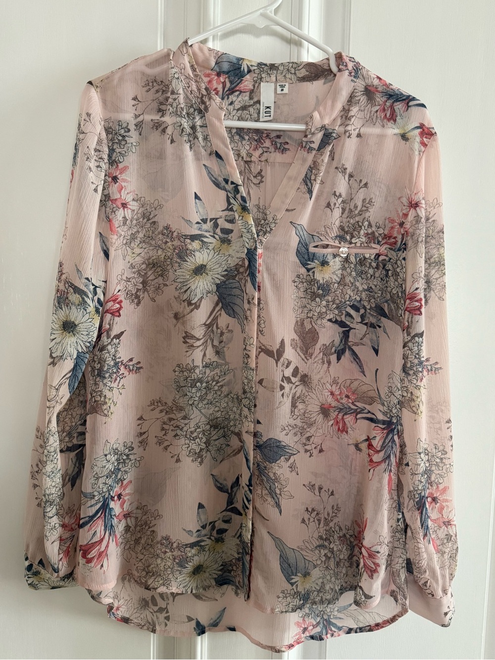 Kut from the Kloth Blush Pink Floral Blouse